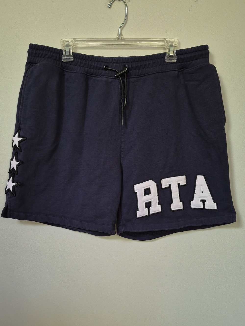 RtA Clyde Short Collegiate Fleece Men's XL Navy White Stars Streetwear Athletic
